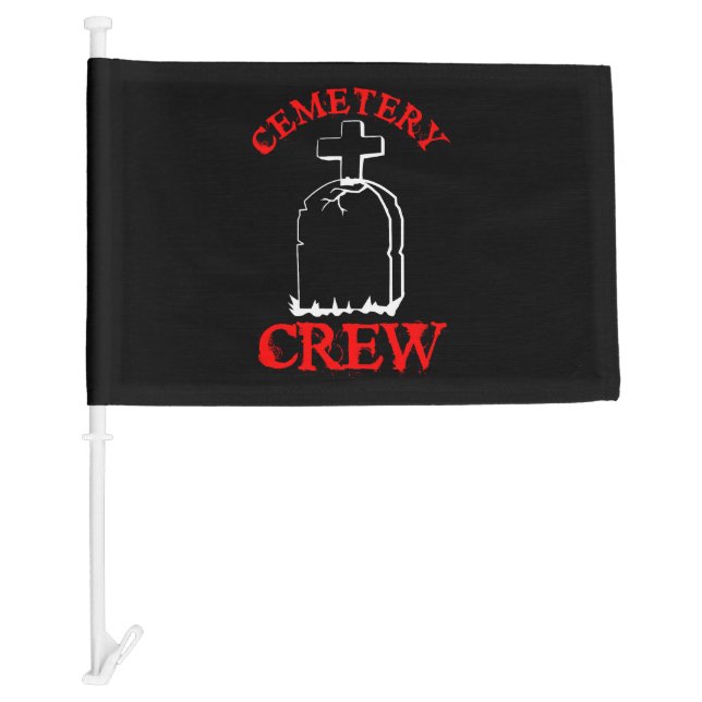Funeral ghost Halloween group graveyard Car Flag (Front)