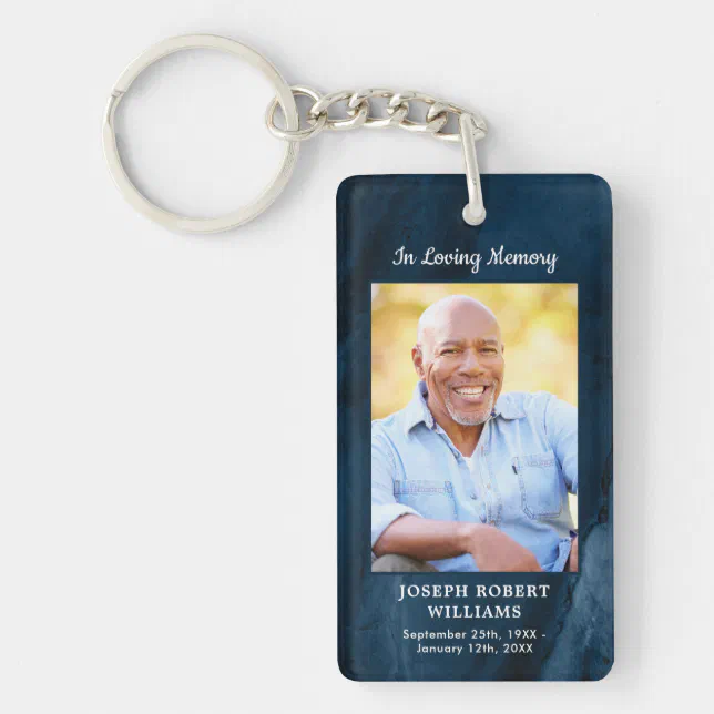 Funeral Gift Blue Marble Photo Memorial Prayer Keychain Zazzle