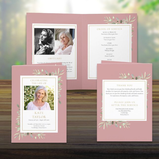 Funeral Greenery Memorial Folded Order Of Service Program (Funeral Greenery Memorial Folded Order Of Service Program)