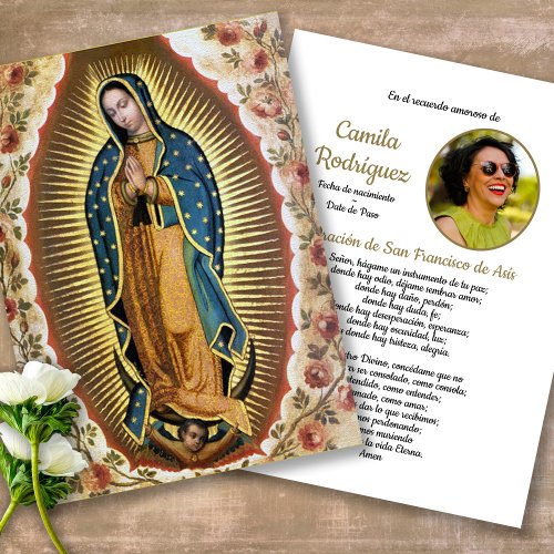 Funeral Guadalupe Spanish Prayer Sympathy Cards
