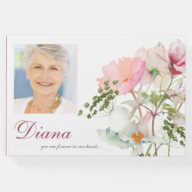 Funeral Guest Book Soft Florals Zazzle