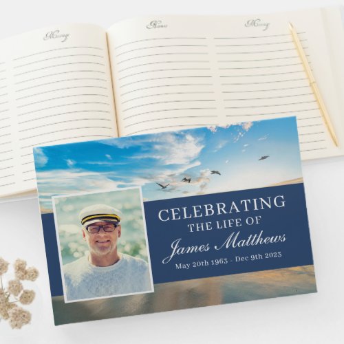 Funeral Guest Book with Beautiful Beach Design