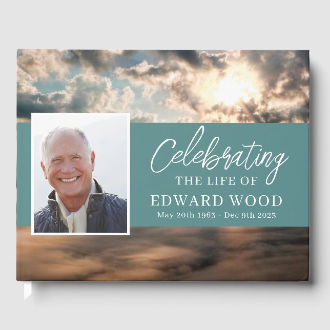 Funeral Guest Book with Mountain Top Photo  (Front)