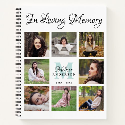 Funeral GuestBook Personalized 8 Photo Memorial Notebook