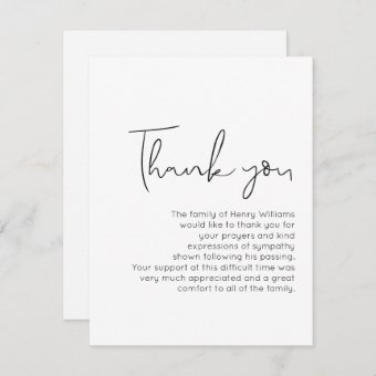 Funeral Handwritten Bereavement Thank You Note | Zazzle