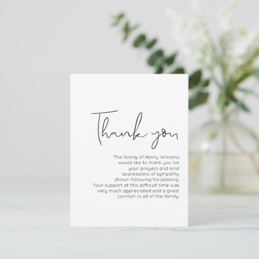 Funeral Handwritten Bereavement Thank You Note | Zazzle