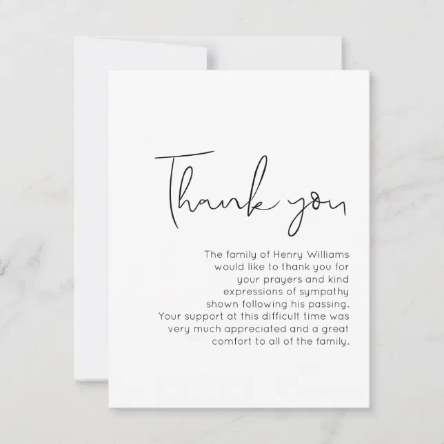 Funeral Handwritten Bereavement Thank You Note | Zazzle