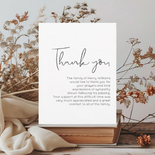 Funeral Handwritten Bereavement Thank You Note  Card