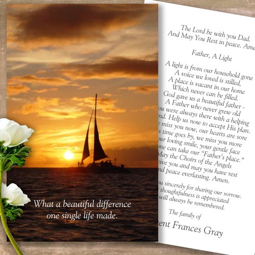 Funeral Hawaiian Sunset Prayer Sympathy Cards