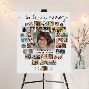 Funeral Heart 40 Photo Collage Script In Memory Foam Board