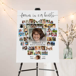 Funeral Heart Shape 40 Photo Collage Script Foam Board
