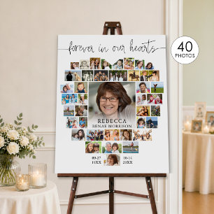 Funeral Heart Shape 40 Photo Collage Script Foam Board