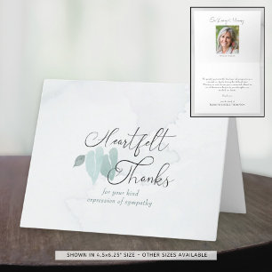 Funeral Heartfelt Thanks Green Heart Leaves Letterpress Thank You Card