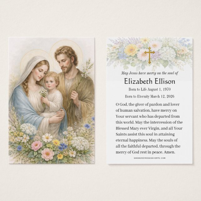 Funeral Holy Family Remembrance Prayer (Front & Back)