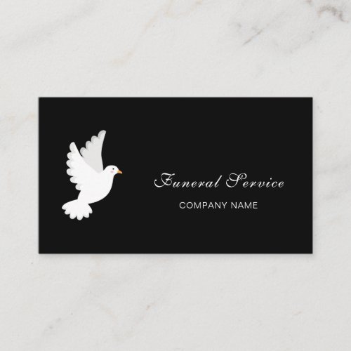 Funeral home service black white dove QR code Business Card