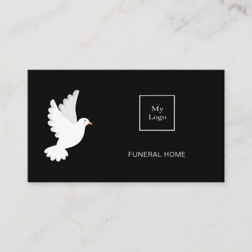 Funeral home service black white dove QR code Business Card