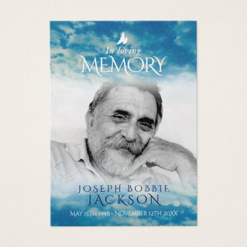 Funeral in loving memory clouds prayer / poem card | Zazzle