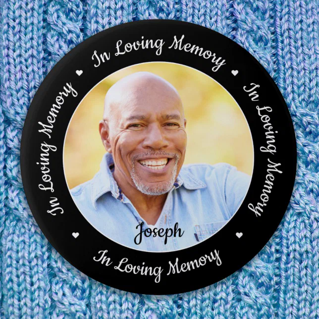 Funeral In Loving Memory Custom Photo Memorial Button | Zazzle