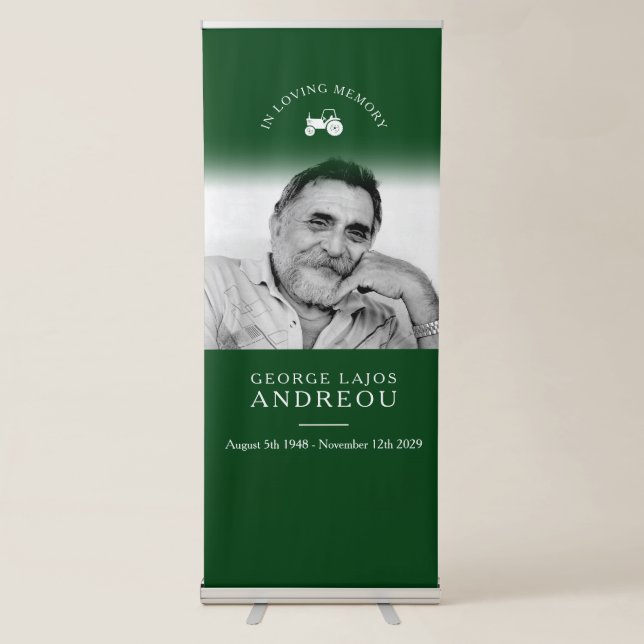 Funeral in loving memory farmer photo banner (Front)