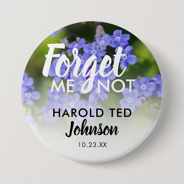 Funeral In Loving Memory | Forget-Me-Not Button (Front)