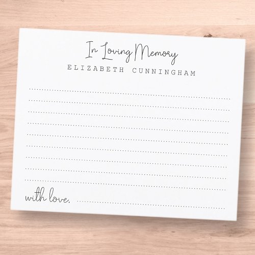 Funeral In Loving Memory Modern Attendance Card