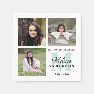 Funeral In Loving Memory Monogram Unique Photo Napkins