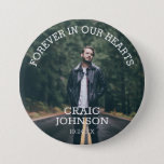 Funeral In Loving Memory | Photo Button<br><div class="desc">A button for friends and family to wear at a funeral with a photograph of your loved one and the words "FOREVER IN OUR HEARTS",  their name and date of funeral/death.</div>