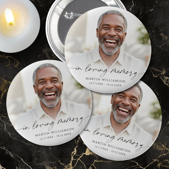 Funeral In Loving Memory Photo Memorial Button (Creator Uploaded)