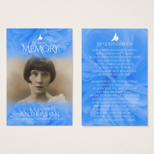 Funeral in loving memory prayer / poem card (Front & Back)