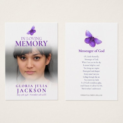 Funeral in loving memory purple butterfly poem