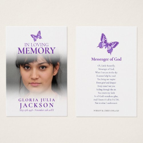 Funeral in loving memory purple butterfly poem