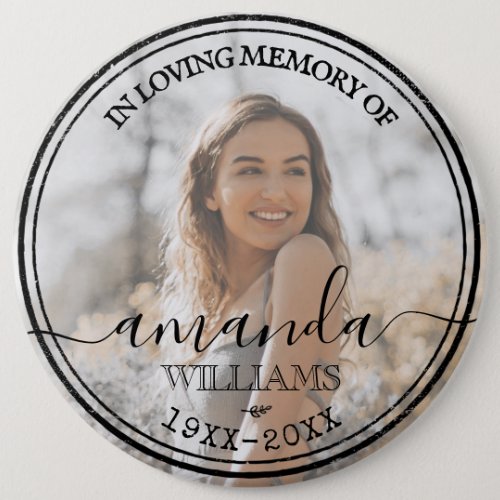 Funeral In Loving Memory Remembrance Photo Large Button