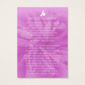 Funeral in loving memory rose prayer / poem card (Back)