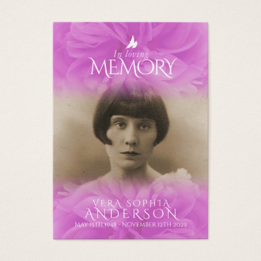 Funeral in loving memory rose prayer / poem card (Front)