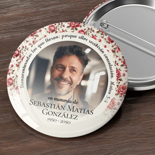 Funeral In Loving Memory Spanish Photo Button