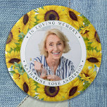 Funeral In Loving Memory Sunflower Photo Memorial  Button<br><div class="desc">Honor your loved one with a custom photo memorial funeral button. This funeral button features elegant sunflowers , with your custom photo. Quote "In Loving Memory". Customize with favorite photo, and name. Perfect for funeral favors, celebration of life events and memorial services. COPYRIGHT © 2020 Judy Burrows, Black Dog Art...</div>