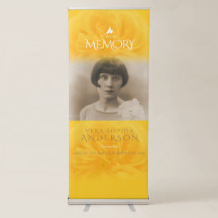 Funeral in loving memory yellow rose photo banner
