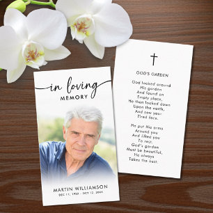 Funeral In Memory Photo Cross Prayer Card