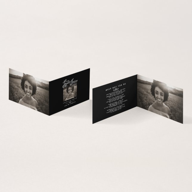 Funeral in our hearts forever black poem card (Inside and Outside)