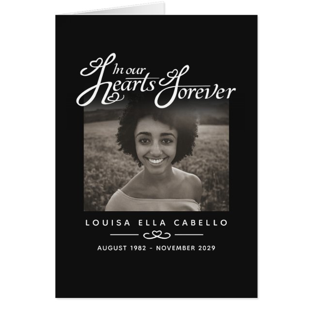 Funeral in our hearts forever black poem card (Front)