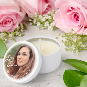 Funeral in our hearts forever modern white  mini candle favors