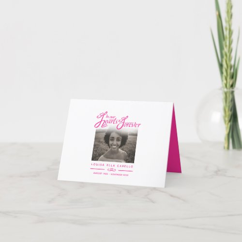 Funeral in our hearts forever pink poem card