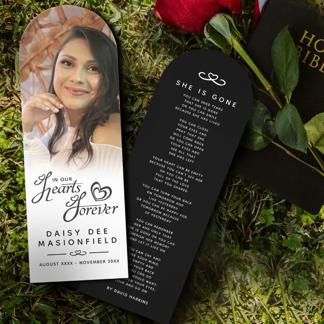Funeral in our hearts poem white black photo bookmarks (Creator Uploaded)