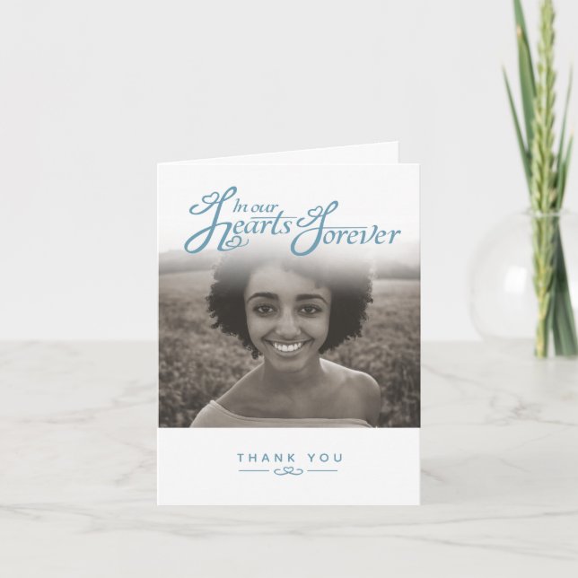 Funeral in our hearts white thank you cards (Front)