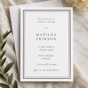 Funeral Invitation Celebration of Life Invites