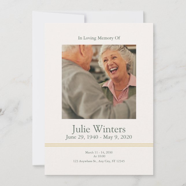 Funeral Invitation Template – Beige & Green (Front)