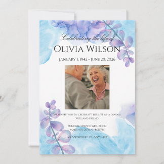 Funeral Invitation Template – Blue & Purple