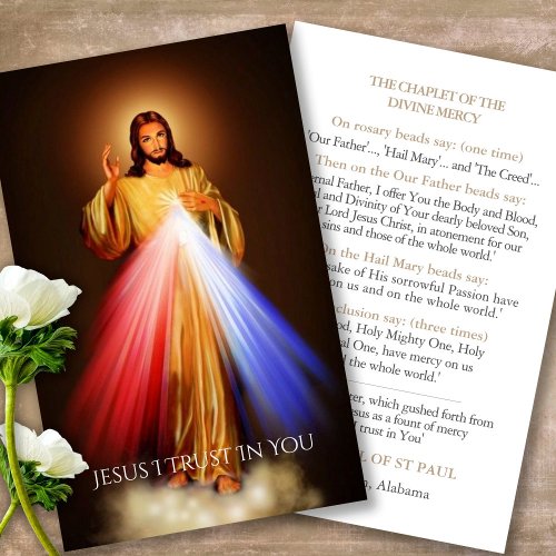 Funeral Jesus Divine Mercy Prayer Sympathy Cards