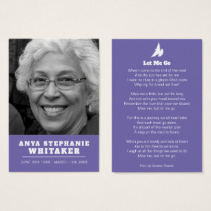 Funeral let me go dove prayer poem purple card