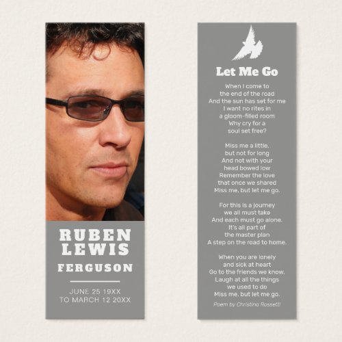 Funeral let me go white dove poem photo bookmark